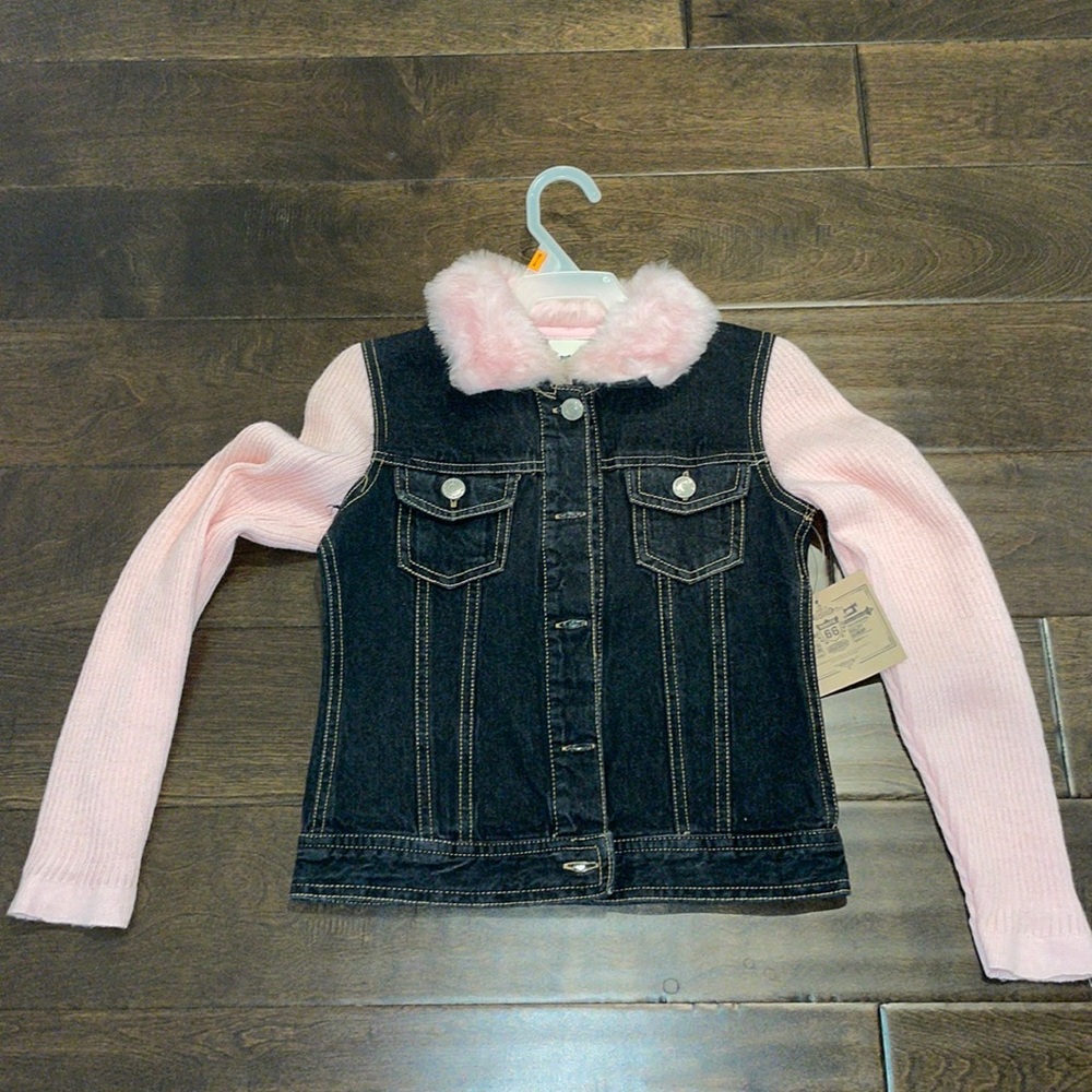 NWT Route 66 Denim and fur jacket